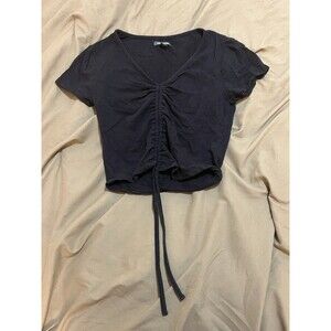 Wild Fable Women’s Black Cinch Front Going Out Top Size XS Short Sleeve V Neck